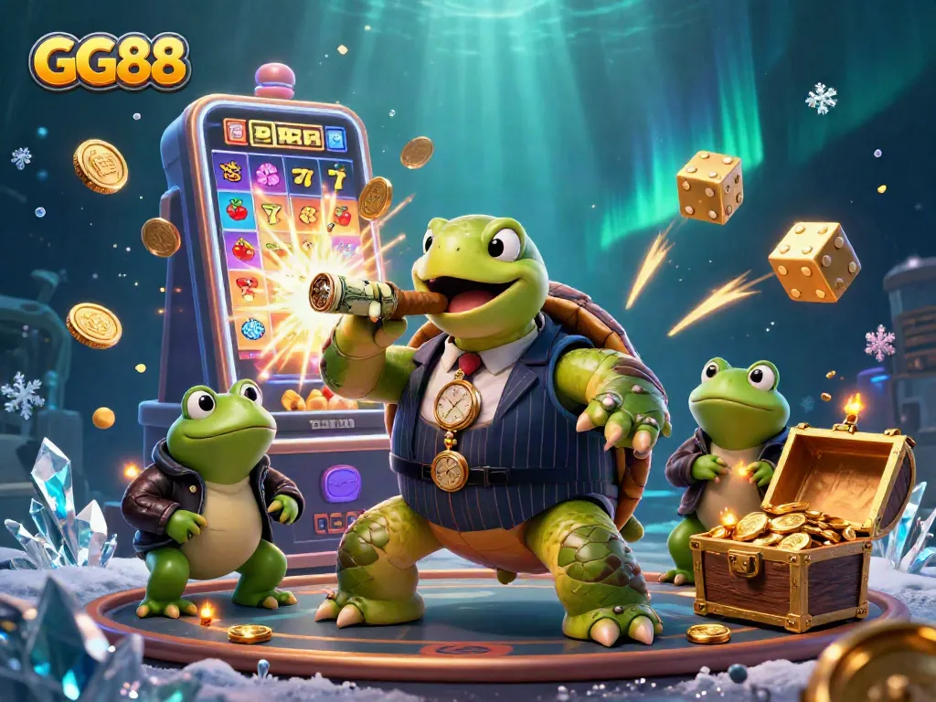 Win big at GG88 with an exciting slot machine explosion and cartoon characters in action.