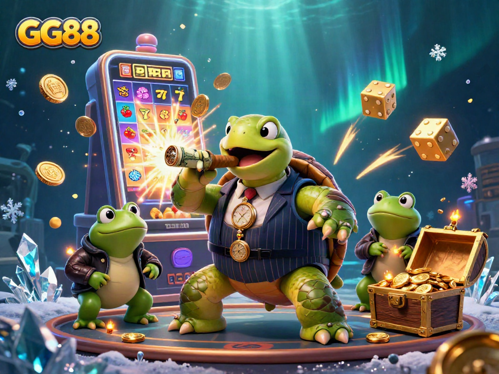 Win big at GG88 with an exciting slot machine explosion and cartoon characters in action.