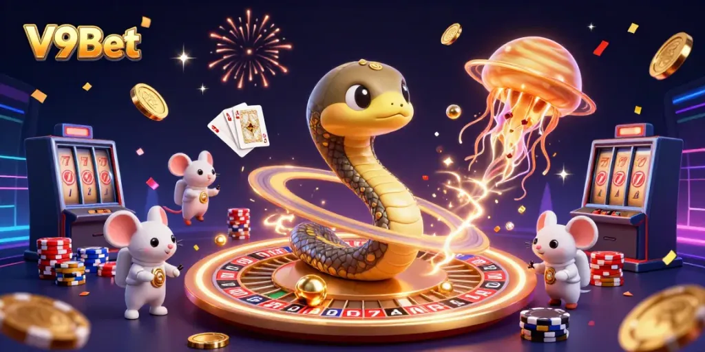 Place bets with V9Bet in an exhilarating cosmic casino scene