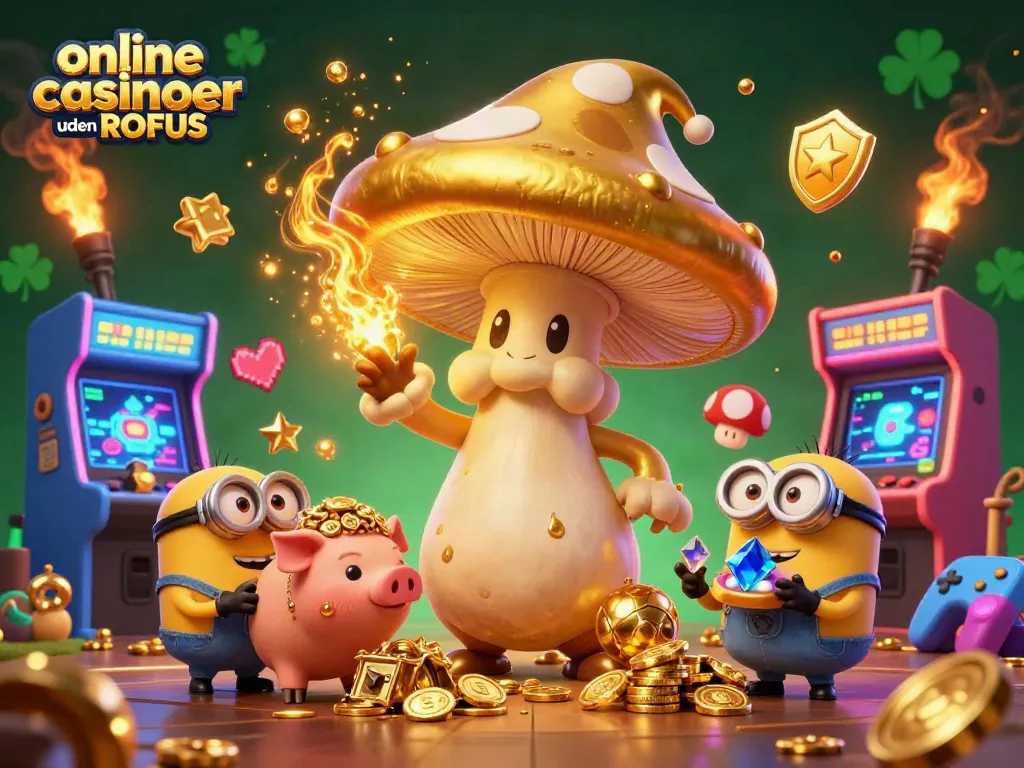 Engage with online casinoer uden ROFUS, featuring a wizard and treasures in a dynamic gaming scene.