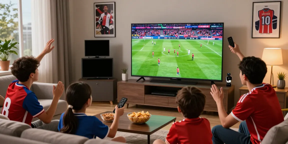 Viewers enjoying thập cẩm tv football match in a cozy modern living room.