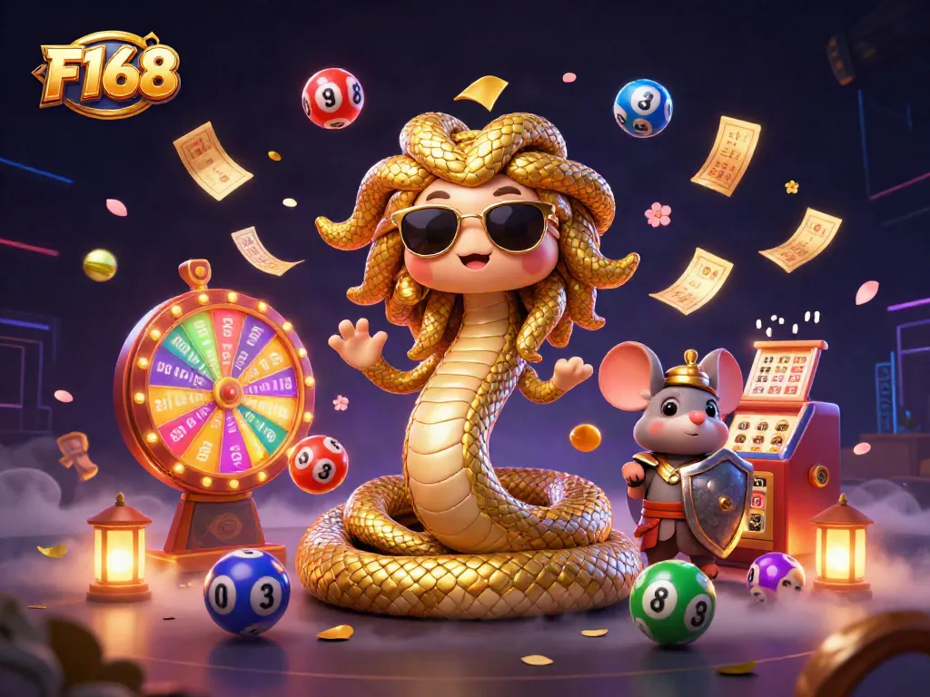 Engage in thrilling gameplay with F168, featuring a vibrant casino scene filled with lucky elements.