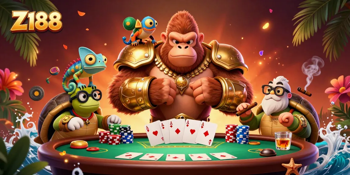 Experience thrilling poker action at Z188 with vibrant 3D characters and dynamic casino elements.
