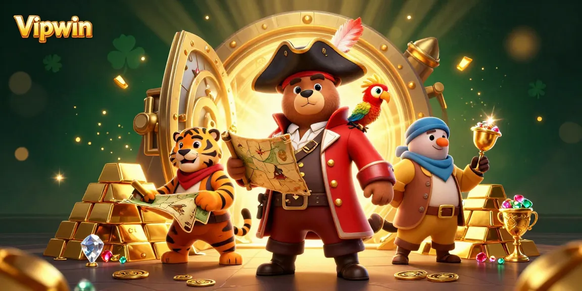 Experience thrilling adventures at Vipwin with colorful casino elements and engaging characters.
