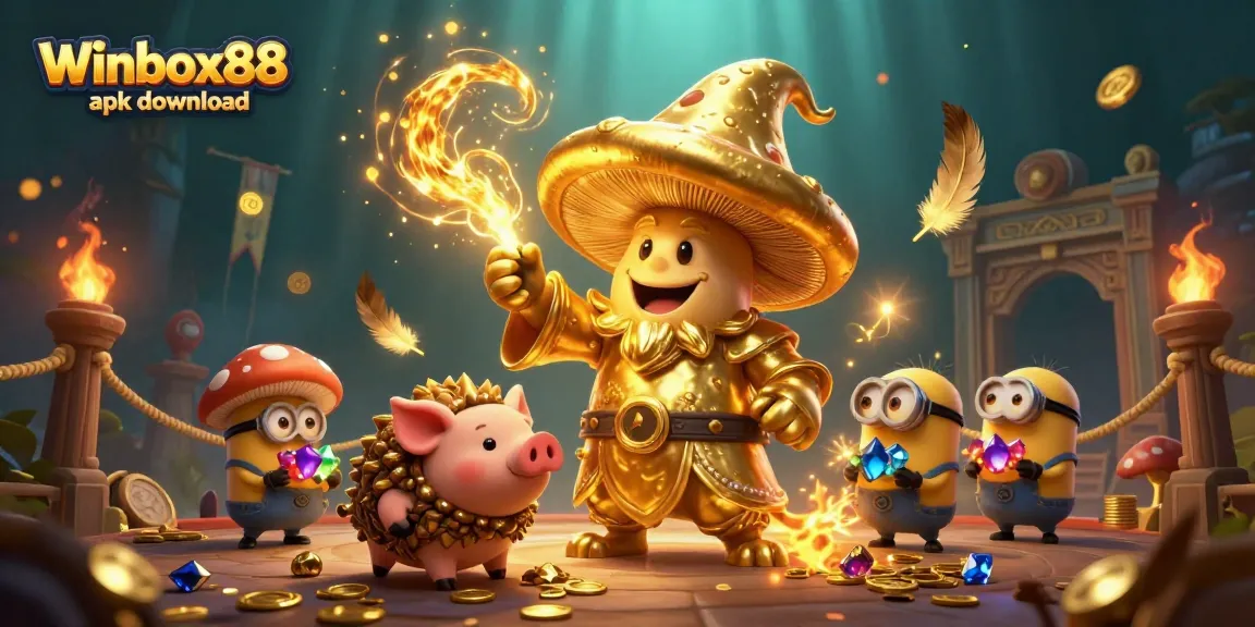 Download the Winbox88 apk download for seamless mobile gaming with treasures in a vibrant 3D scene.